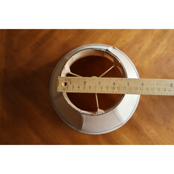 Vintage Tan Silky Fabric Lampshade 8.5" Tall Round Bell Shape 6 Panels - Picture 5 of 16